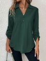 Roll Tab Sleeve Blouse