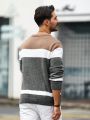 Men's Contrast Color Round Neck Sweater