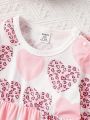 Baby Girls' Spring/Summer 2pcs Heart Printed Cute Elegant Romantic Daily/Casual Dresses