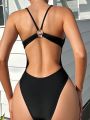 SHEIN Swim BAE Women's Adjustable Shoulder Strap One-piece Swimsuit