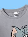 TOM & JERRY X SHEIN Tween Boy Cartoon & Letter Graphic Drop Shoulder T-Shirt