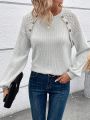 SHEIN LUNE Lace Patchwork Texture Women's Long Sleeve T-shirt