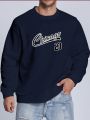 Extended Sizes Men's Letter Printed Pullover Sweatshirt