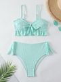 SHEIN Swim Mod Knot Front Ruffle Trim Bikini Set