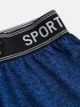 SHEIN Boys' Letter Web Tight Sports Knitted Trousers Sportswear