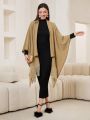 SHEIN Mulvari Women's Tassel Hem Batwing Sleeve Cape Jacket