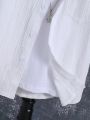 SHEIN Kids EVRYDAY Tween Boy White Linen Look Texture Casual Shirt