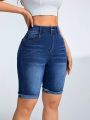 Washed Skinny Denim Shorts