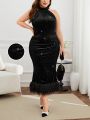 SHEIN Privé Plus Size Elegant Halter Neck Dress