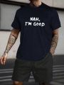 Extended Sizes Men Plus Slogan Graphic Tee