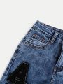 SHEIN Tween Boy Letter Patched Jeans