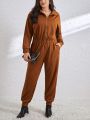 SHEIN Essnce Ladies Plus Size Mermaid Knitted Long Sleeve Jumpsuit