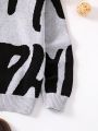 Boys' Casual Streetwear Color Block Print Round Neck Sweater