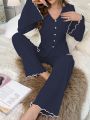 Women's Bell Sleeve Long Sleeve Long Pants Pajama Set