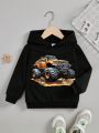 Toddler Boys' Casual Cartoon Pattern Sweatshirt, Suitable For Autumn And Winter