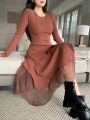 DAZY Women's Slim Fit Irregular Hem Sweater Dress