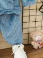 2pcs/set Baby Boys' Casual Fleece Hoodie And Pants Set