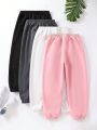 SHEIN Kids HYPEME 4pcs/Set Tween Girls Knitted Casual Wear Multicolor Combinations Of Essential Loose Fit Sweat Pants