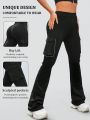 SHEIN Daily&Casual Women's Flap Pocket Yoga Flare Pants