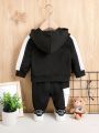 Baby Boy Outdoor Casual Sports Hooded Long-sleeved Sweatshirt And Sweatpants Suit Autumn