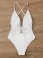 SHEIN Swim SXY Criss Cross One Piece Swimsuit