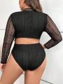 SHEIN Privé Plus Plunging Neck Lace Bodysuit