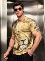 Manfinity LEGND Men's Lion Printed Short Sleeve T-shirt