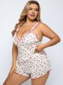 Plus Size Sexy Printed Pajama Set