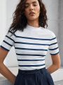 SHEIN BIZwear Women'S Striped Short Sleeve T-Shirt