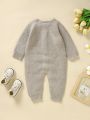 Baby Girl Raglan Sleeve Cable Knit Jumpsuit