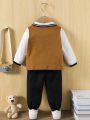 Baby Boy Colorblock Striped Trim Polo Shirt & Sweatpants