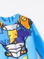 Boys' (Little) Cartoon Printed Long Sleeve One-Piece Flotation Swimsuit