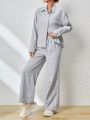 SHEIN Essnce 2pcs/set Striped Shirt & Pants Set