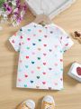 SHEIN Kids EVRYDAY Toddler Girls Heart Print Tee Without Bag