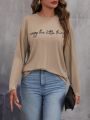 SHEIN LUNE Slogan Graphic Drop Shoulder Tee