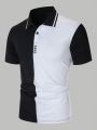 Extended Sizes Men's Plus Size Slim Fit Color-block Polo Shirt