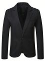 Extended Sizes Men Plus Lapel Neck Single Button Blazer