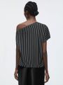 SHEIN BIZwear Ladies' Vertical Striped Off-Shoulder Top