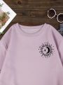 Sun & Moon Print Thermal Lined Sweatshirt