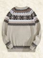 SHEIN Men Geo Pattern Raglan Sleeve Sweater