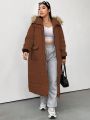 Plus Size Long Hooded Winter Coat With Belt