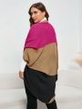 Plus Color Block Batwing Sleeve Duster Cardigan