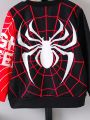 SHEIN Kids HYPEME Boys' (toddler) Spider Print Color Block Fashionable Pullover Sweatshirt