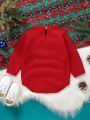 Baby Girl Christmas Elk Pattern Knit Bodysuit