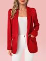 SHEIN Clasi Women's Alentine's Day  Notched Lapel Collar Blazer