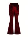 Women's Elastic Waist Velvet Flared Pants