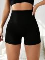 3pcs Solid Color Wide Waistband Athletic Shorts