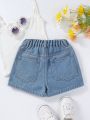 Little Girls' Cutout Ripped Denim Skirt-Look Pants