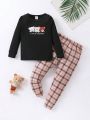 Girls' 2pcs/Set Lovely Bear Printed Long Sleeve Top And Long Pants Pajamas For Family Matching Outfits Mommy And Me