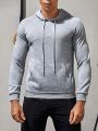 Men's Letter Printed Sports Hoodie With Kangaroo Pocket And Drawstring